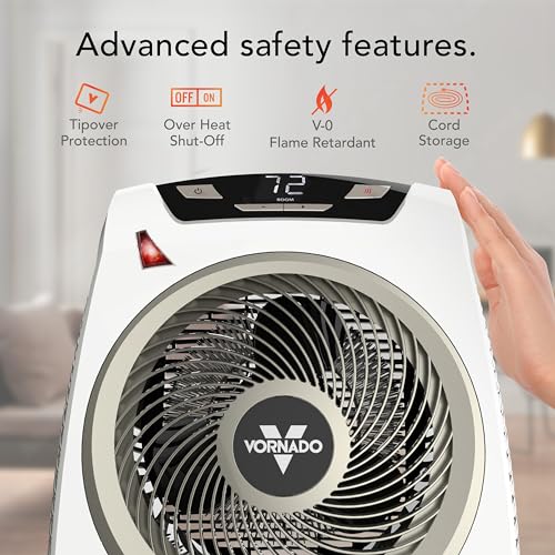 Vornado AVH10 (2025) Space Heater for Home, Fan Only Option, Digital Display with Adjustable Thermostat, Advanced Safety Features, Auto Climate Control, Whole Room Electric Heater for Indoors, White - size: AVH10 (2025 Model)