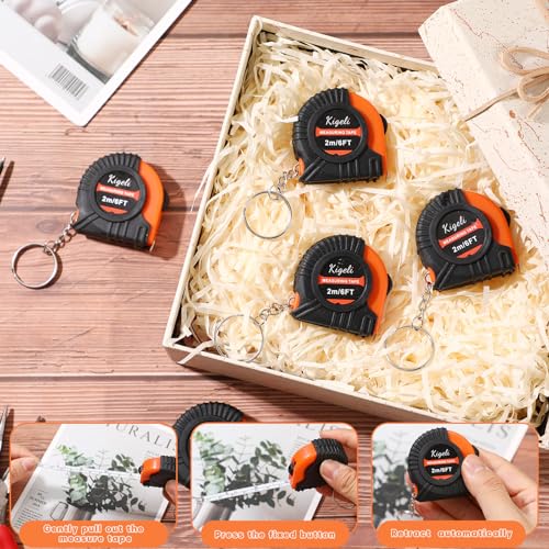 Kigeli 50 Pcs 6ft/2 Meter Mini Measuring Tape Keychains Small Measure Keychain Bulk Set Functional Mini Retractable Measuring Tape Keychains with Slide Lock for Engineer Crafter(Orange) - color: Orange