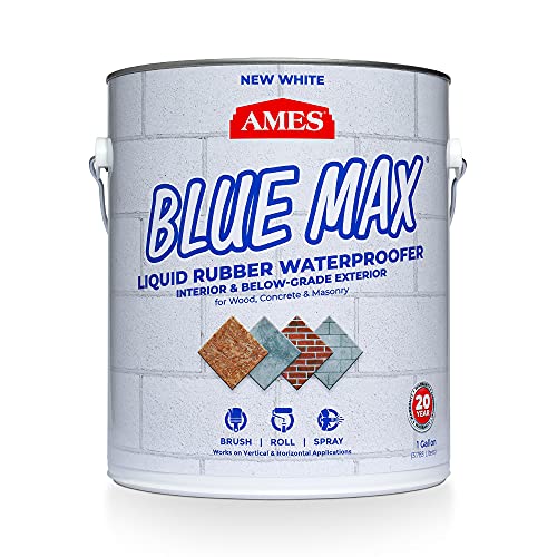 AMES Blue Max White Liquid Rubber Waterproofer,1 Gal | Flexible liquid rubber waterproofing (interior and exterior) for concrete, masonry, wood, metal, and more. - color: White, size: 1 Gallon