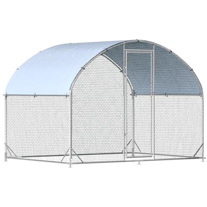 Large Metal Chicken Coop, Walk-in Poultry Cage Galvanized Hen Playpen House Dome Shaped Coop with Waterproof and Anti-Ultraviolet Cover and Lockable Door for Outdoor, Backyard Farm (6.23’ L x 9.2’ W) - size: 110.0"L x 75.0"W x 77.0"H