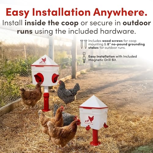 RentACoop Chick2Chicken 10lb Feeder & 2 Gal Waterer Set with Gravity Feed Refill & Auto-Fill Cups, Horizontal Nipples - BPA-Free Food & Water Buckets for Up to 20 Chicks or 12 Adult Chickens - size: Set with Nipples and Auto-Refill Cups