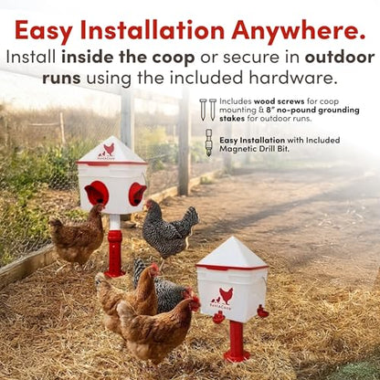 RentACoop Chick2Chicken 10lb Feeder & 2 Gal Waterer Set with Gravity Feed Refill & Auto-Fill Cups, Horizontal Nipples - BPA-Free Food & Water Buckets for Up to 20 Chicks or 12 Adult Chickens - size: Set with Nipples and Auto-Refill Cups