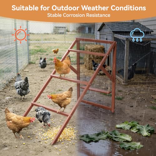 PETSFIT Wooden Chicken Roosting Bars for 8-10 Chickens – Multi-Level Design with 4 Roosting Bars &Swings, Durable Fir Wood for Outdoor Coops, Easy Assembly, Ideal for Backyard Farms - size: 51"L x 26.6"W x 38"H