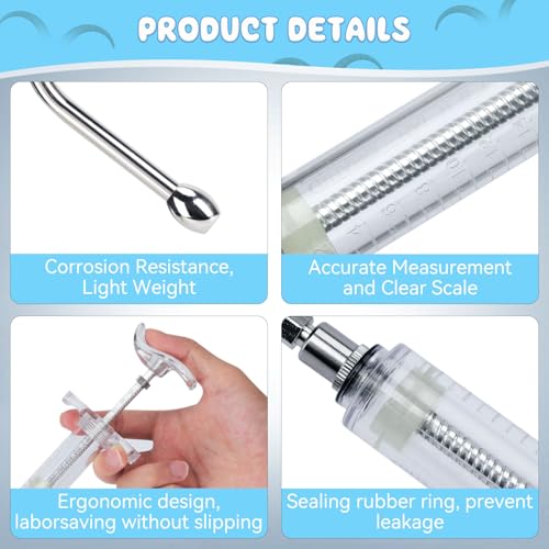 2 Pieces Reusable Goats Syringe with 2 Drench Nozzle, Adjustable Dosage Detachable Sheep Drench Livestock Syringe for Sheep Baby Goat Supplies - 50ML - style: 50ml