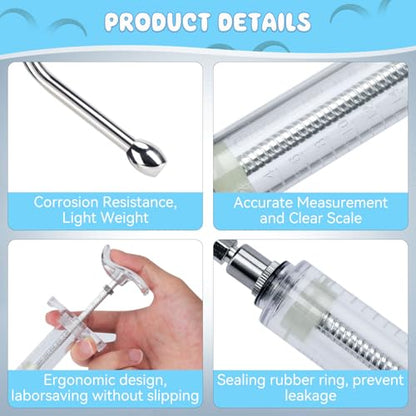 2 Pieces Reusable Goats Syringe with 2 Drench Nozzle, Adjustable Dosage Detachable Sheep Drench Livestock Syringe for Sheep Baby Goat Supplies - 50ML - style: 50ml