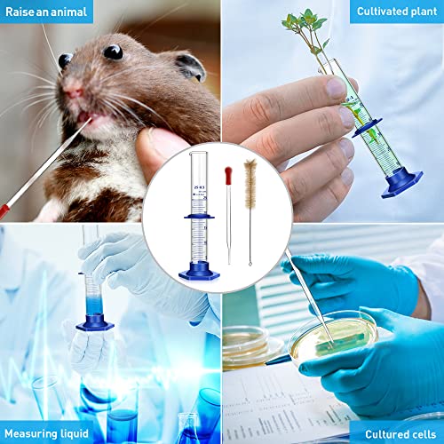 Thick Glass Graduated Cylinder Measuring Liquid Lab Cylinders with Anti-Falling Plastic Base and Bumper Guards and Cylinder Brush (Glass, 25ML) - size: 25ML