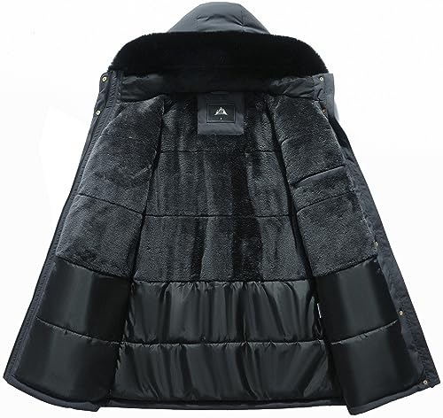 MOERDENG Women's Long Winter Down Coat Thicken Fleece Lined Parka Warm Puffer Jacket With Faux Fur Detachable Hood - color: Darkgrey, size: Small