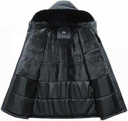 MOERDENG Women's Long Winter Down Coat Thicken Fleece Lined Parka Warm Puffer Jacket With Faux Fur Detachable Hood - color: Darkgrey, size: Large
