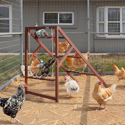PETSFIT Wooden Chicken Roosting Bars for 8-10 Chickens – Multi-Level Design with 4 Roosting Bars &Swings, Durable Fir Wood for Outdoor Coops, Easy Assembly, Ideal for Backyard Farms - size: 51"L x 26.6"W x 38"H