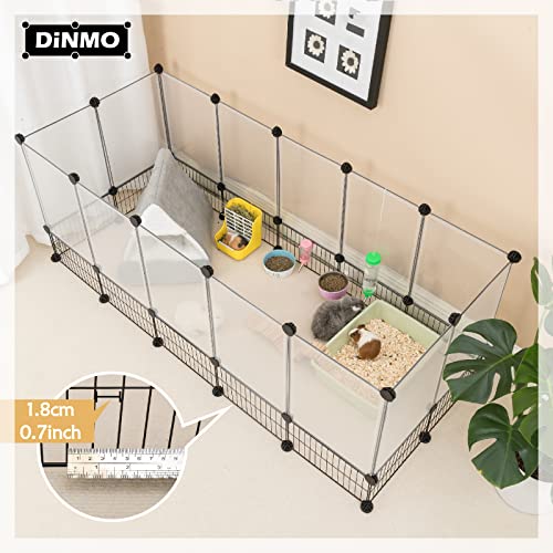 DINMO Rabbit Playpen, Guinea Pig Cages, Hamster Cages, Iron Net Bottom Design for Small Animal, Bunny, Ferret, Hedgehog, DIY, Expanded, Portable, Exercise Fence, 61.4 x 25.4 x 22.3 Inches - style: Plastic+Metal-28 panels-L