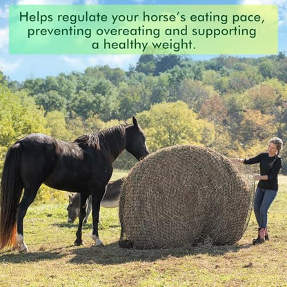 5x5 ft Round Bale Hay Net – Slow Feeder for Horses & Livestock, Extra Dense 2" Knotless Holes, Durable & Healthy Feeding Solution - size: 5 x 5 ft