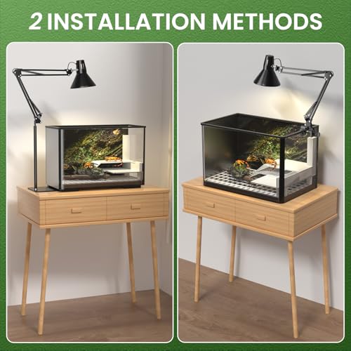 GlowUp 15.7-71 inch Reptile Heat Lamp Stand with E26 Base Reptile Light, Adjustable Heat Lamp Stand for Terrarium, Snake, Gecko, Lizard, Chicks, Fish Tank - size: With E26 Lamp Base