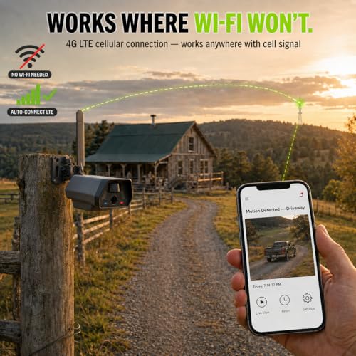 TACTACAM Defend Cellular Security Camera 2-Pack Bundle – 2 Rechargeable Batteries + 2 Lexar 32GB SD Cards – 4G LTE, No WiFi Needed – Wireless Outdoor Camera for Property, Cabin, Ranch, Job Site