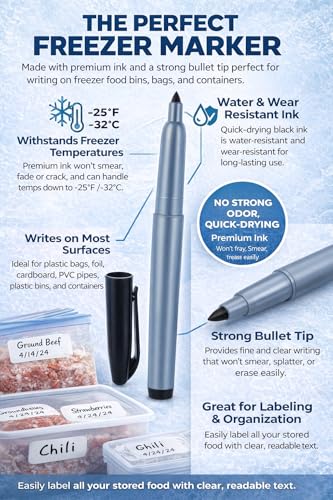 Cadie Permanent Freezer Marker Set of 2 – Waterproof Fast-Drying Black Ink Pens with Chisel Tip for Food Labeling, Fridge & Freezer Storage, Kitchen & Lab Use & General Organization. - style: 2 Pack