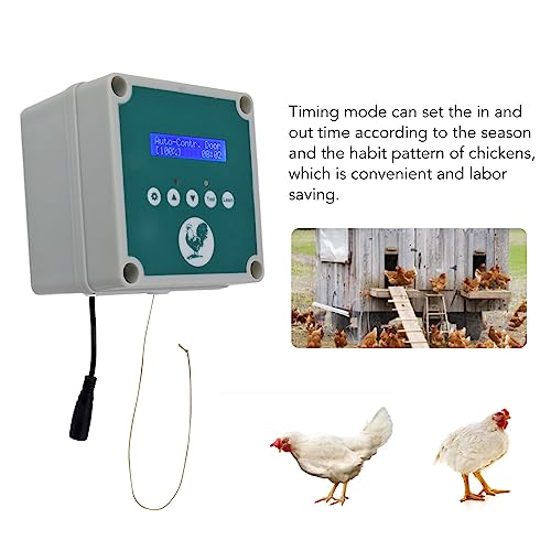 IP44 Chicken Coop Door Opener, Automatic Chicken Coop Door Controller, Timer Light Sensing Remote Control Chicken Coop Door Actuator Motor for Farm