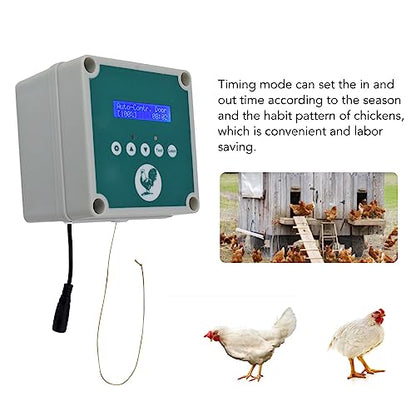 IP44 Chicken Coop Door Opener, Automatic Chicken Coop Door Controller, Timer Light Sensing Remote Control Chicken Coop Door Actuator Motor for Farm