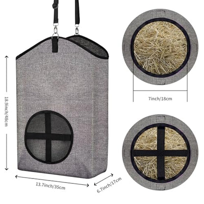 Goat Hay Feeder Bags for Horses, Sheep with Adjustable Open Feed Hole for Slow Feeding-Gery - color: Gery