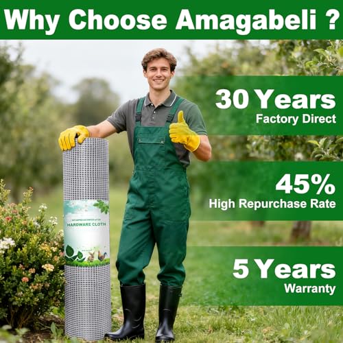Amagabeli Hardware Cloth 1/2 inch 36 x 100 ft 19 Gauge Chicken Wire Fence Hot-Dipped Galvanized After Welding Welded Wire Fencing Mesh Roll Garden Plant Support Poultry Rabbit Cage Snake Gopher - size: 1/2" 36"x100'
