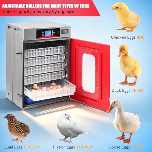 400-Egg Commercial Cabinet Incubator, Digital Poultry Hatcher with Automatic Temperature & Humidity Control, Large-Capacity Auto Turner for Chicken, Duck, Goose & Quail Eggs