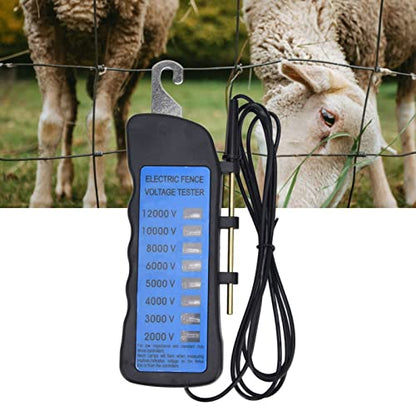 Voltage Tester,Electric Fence Tester, Electric Fence Voltage Tester, 12KV Neon Fence Voltage Tester 8 Neon Indicator Lights Waterproof Fence Tester for Farms, electric fence tester voltage multi