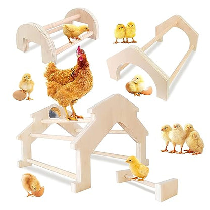 Wooden Chicken Perch (4 Pack), Jungle Gym Roosting Bar, Chicken Coop Accessories