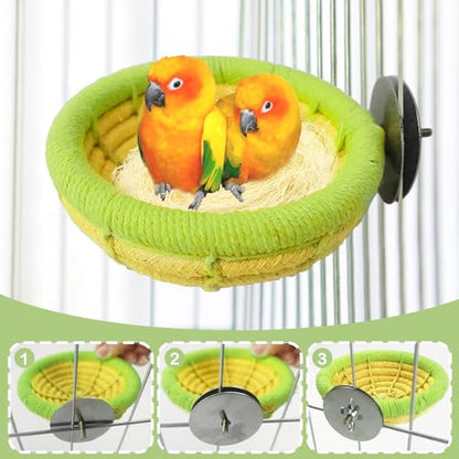 Cotton Rope Bird Nest Handmade Bird Breeding Nest Parrot Hatching Nesting for Budgie Canary Parakeet Finch Cockatiel Lovebird and Other Small Birds