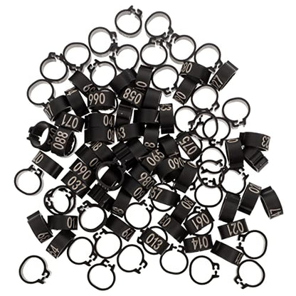 Mipcase 100 Pcs Pigeon Foot Ring Bands Numbered Plastic Leg Bands for Pigeons Ducks and Poultry Lightweight and Easy to Use Bright Colors for Easy Identification - color: Black