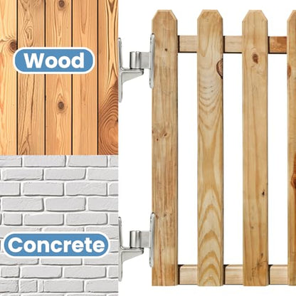 304 Stainless Steel Gate Hinges 4Pack Wall Mount Gate Hinges for Farm Gates Heavy Duty Door Fence Hinges for Wooden Fence, Gate, Concrete, Capacity Up to 600lbs (16Pcs Screws & Nut Driver Included)