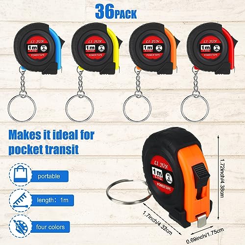 Copkim 36 Pcs Father's Day Dad Gifts Mini Tape Measure Keychain Bulk Retractable Measuring Tape with Slide Lock 3 Ft/ 1m Portable Pocket Small Tape Measure for Dad Party Favors