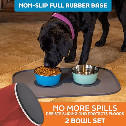 Master Pet Supply Stainless Steel Dog Bowls Set of 2 (32 Oz Each) with Non-Slip Rubber Base - Crimson Flame - Basic Dog Food Bowl Water & Food Bowls for Small Medium Large Dogs & Cats, Metal Dish - color: Crimson Flame, size: 4 Cups (32 oz) 2 Pack