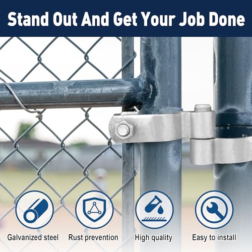 2 Pack Chain Link Gate Hinge Kit for 1-3/8" Pipe - Galvanized Steel No-Weld Kit w/Male & Female Brackets, Bolts & Nuts