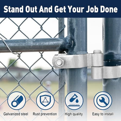 2 Pack Chain Link Gate Hinge Kit for 1-3/8" Pipe - Galvanized Steel No-Weld Kit w/Male & Female Brackets, Bolts & Nuts