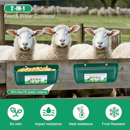 Chicken Feeder Waterer, 10 Pack Duck Feeder Supplies, Hanging Fence Feed Trough with Clips for Goat, Sheeple, Piglet, Gooses, Turkeys, Dog Livestock Poultry,Green - color: 10 pack Green