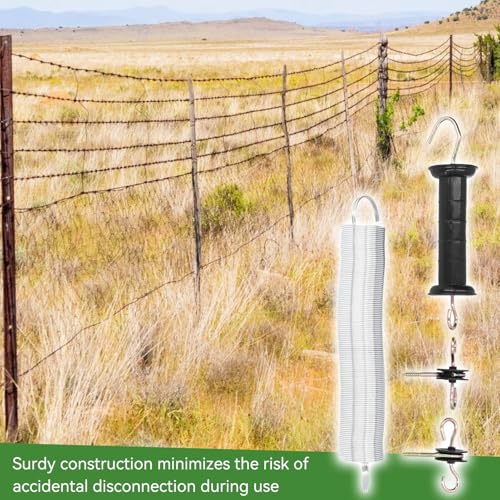 Cyrank Electric Fence Gate Kit, Electric Fence Handle Set, Spring Gate Handle Set, Plastic Electric Fence Gate Handle with Insulators with Spring Electric Fence Insulators for Wooden Post