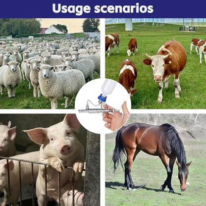5ml Stainless Steel Livestock Syringe Adjustable Injection Gun with Needle | Multi-Use for Cattle Horse Sheep Pig & Poultry