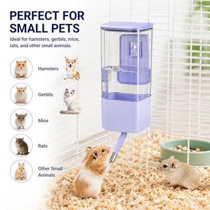 No-Drip Small Animal Water Bottle, 47OZ Large Capacity Leakproof Hanging Pet Water Dispenser for Cage Crate, Water Feeder for Guinea Pig, Hamster, Rabbit, Ferret, Chinchilla (Purple) - color: Purple