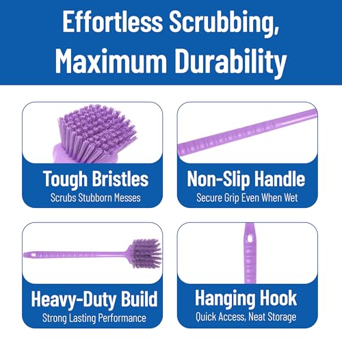 SPARTA 40501EC68 Plastic Large Scrub Brush, Kitchen Brush, Utility Brush With Long Handle For Cleaning, 20 Inches, Purple - color: Purple