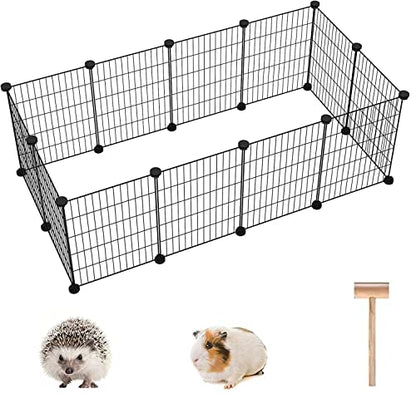 C&AHOME Pet Playpen, Small Animals Supplies, 12 Panels Exercise Playpens Cage, C Grids Portable Yard Fence Indoor, Ideal for Guinea Pigs, Puppy Pet Products, DIY Metal Playpens, 12" × 15" Black - color: Black, style: 12 Panels