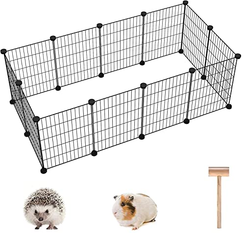 C&AHOME Pet Playpen, Small Animals Supplies, 12 Panels Exercise Playpens Cage, C Grids Portable Yard Fence Indoor, Ideal for Guinea Pigs, Puppy Pet Products, DIY Metal Playpens, 12" × 15" Black - color: Black, style: 12 Panels