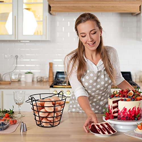 Zubebe 2 Pcs Egg Basket Storage, Spiral Fresh Egg Collecting Holder Countertop Metal Wire Rack Functional Dispenser for Kitchen Display(14.6'', Storage Basket Style) - size: 14.6'', style: Storage Basket Style