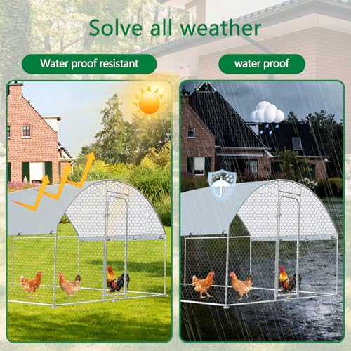 Outdoor Metal Chicken Coop Large Walk-in Poultry Cage Spire-Shaped Chicken Run with Waterproof and Anti-Ultraviolet Cover for Outside,Backyard and Farm,13.1' L*9.8' W*6.5' H - size: 157.2"L x 117.6"W x 78.0"H