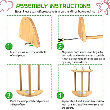 Mini Chick Perch with Mirror, Strong Bamboo Roosting Bar for coop and brooder, Training Perch for Baby Chicks, El Pollitos, La Pollita, Easy to Assemble and Clean, Fun Toys for Chick