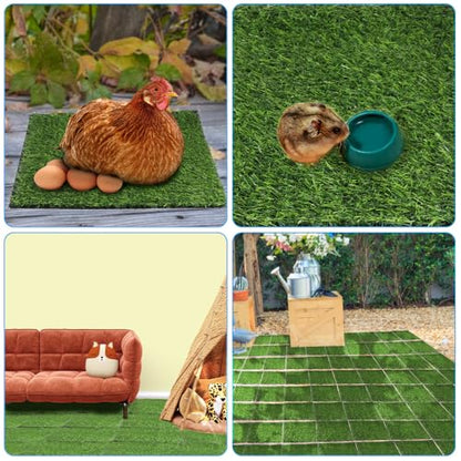 Kalekey 6 Pack Nesting Pads for Chicken Coop, 12"x12" Chicken Nesting Box Pads for Laying Eggs, Washable Artificial Grass Pad for Chicken Hen Small Pets on Garden Lawn Indoor Outdoor - size: 6 Pack