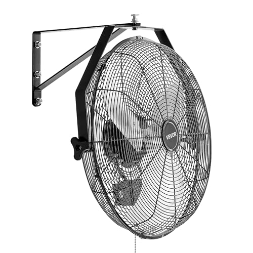 VEVOR 18 Inch Industrial Wall Mount Fan, High Velocity 4000 CFM with 3 Speeds, Powerful Motor Garage Wall Fan with Aluminum Blades for Workshop, Warehouse, Greenhouse, Commercial