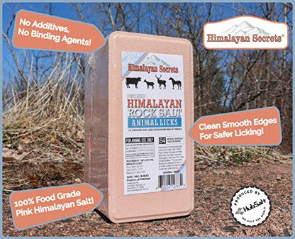 Salt Block for Deer & Horses – Compressed Mineral Salt Lick for Livestock, Cattle & Goats – Himalayan Secrets Pink Rock Salt Block (4.4LB/2KG, Block) - size: 4.4 Pound (Pack of 1)