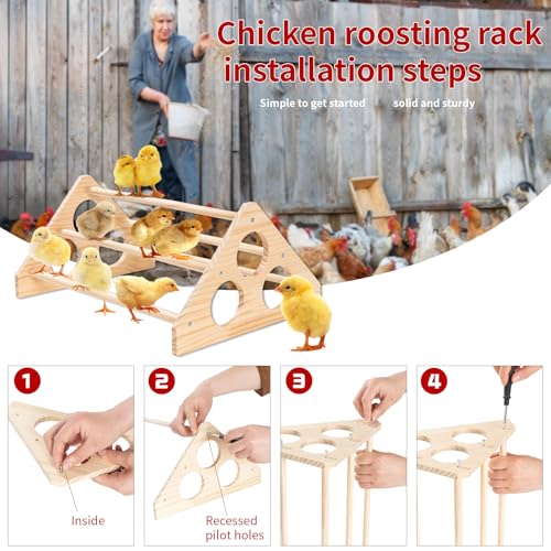 Chicken Perch for Coop - Roosting Bars for Chickens - Chick Brooder Perch & Enrichment Toys for Hens - Safe Wooden Adjustable Roosting Perch for Baby Chicks and Adult Chickens Accessories(Shape-2)
