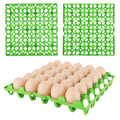 DAJAVE 12 Pack Plastic Egg Tray, Egg Crates 30-Eggs Flats for Home Chicken Farmers, Stackable Eggs Cartons Flats for Packing, Storage, Shipping Fresh (Green) - color: Green