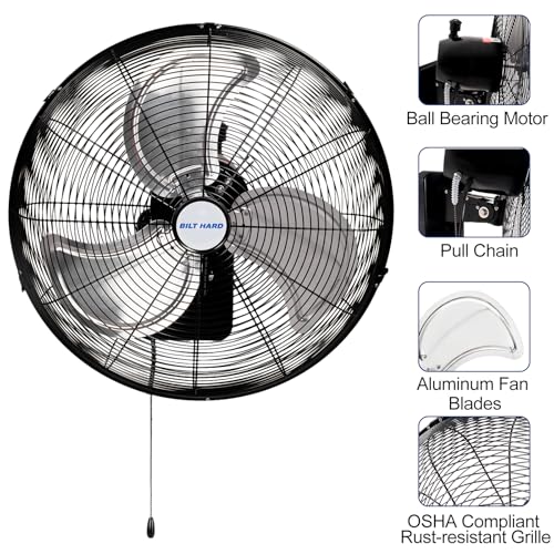 BILT HARD 18 in. Wall Mounted Outdoor Fan, 4150 CFM 3-Speed Heavy Duty Industrial Outdoor Weatherproof Fan for Commercial, Patio, Garage and Gazebo - size: 18 Inch