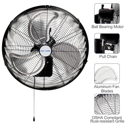BILT HARD 18 in. Wall Mounted Outdoor Fan, 4150 CFM 3-Speed Heavy Duty Industrial Outdoor Weatherproof Fan for Commercial, Patio, Garage and Gazebo - size: 18 Inch