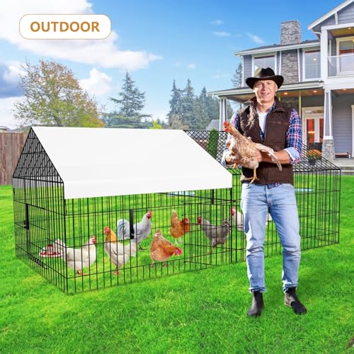 Metal Chicken Coop 87"×40" with Cover Chicken Run Pen for Yard Outdoor Large Portable Chicken Playpen Enclosure Rabbit Small Animal Dog Poultry Cat Cage Duck Coop Hen